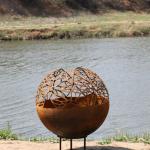 Rustic Red Wood Burning Corten Steel Round Fire Pit Bowl 600mm