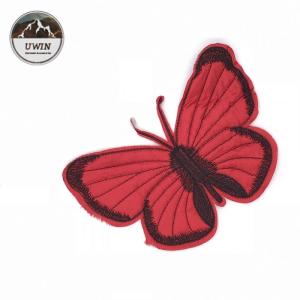 China Red Butterfly Sew On Embroidered Patches Customized Size For Hats / Shoes factory
