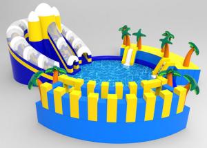 China Commercial PVC Blue Coconut Tree Inflatable Floating Water Park For Children factory