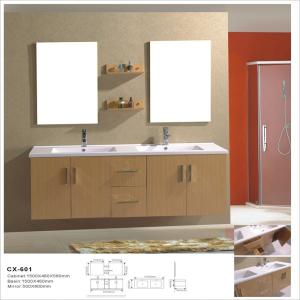 China Double Basin Modern MDF Bathroom Vanity , Wall Hanging Bathroom Cabinets factory