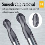 CNC Tungsten Carbide End Mill 2mm 12mm 6mm 200 mm 6 Ballnose Ball Nose Milling