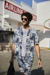 100% Linen Custom Hawaiian Shirts Blue Coolness Tropical Button Up Shirt