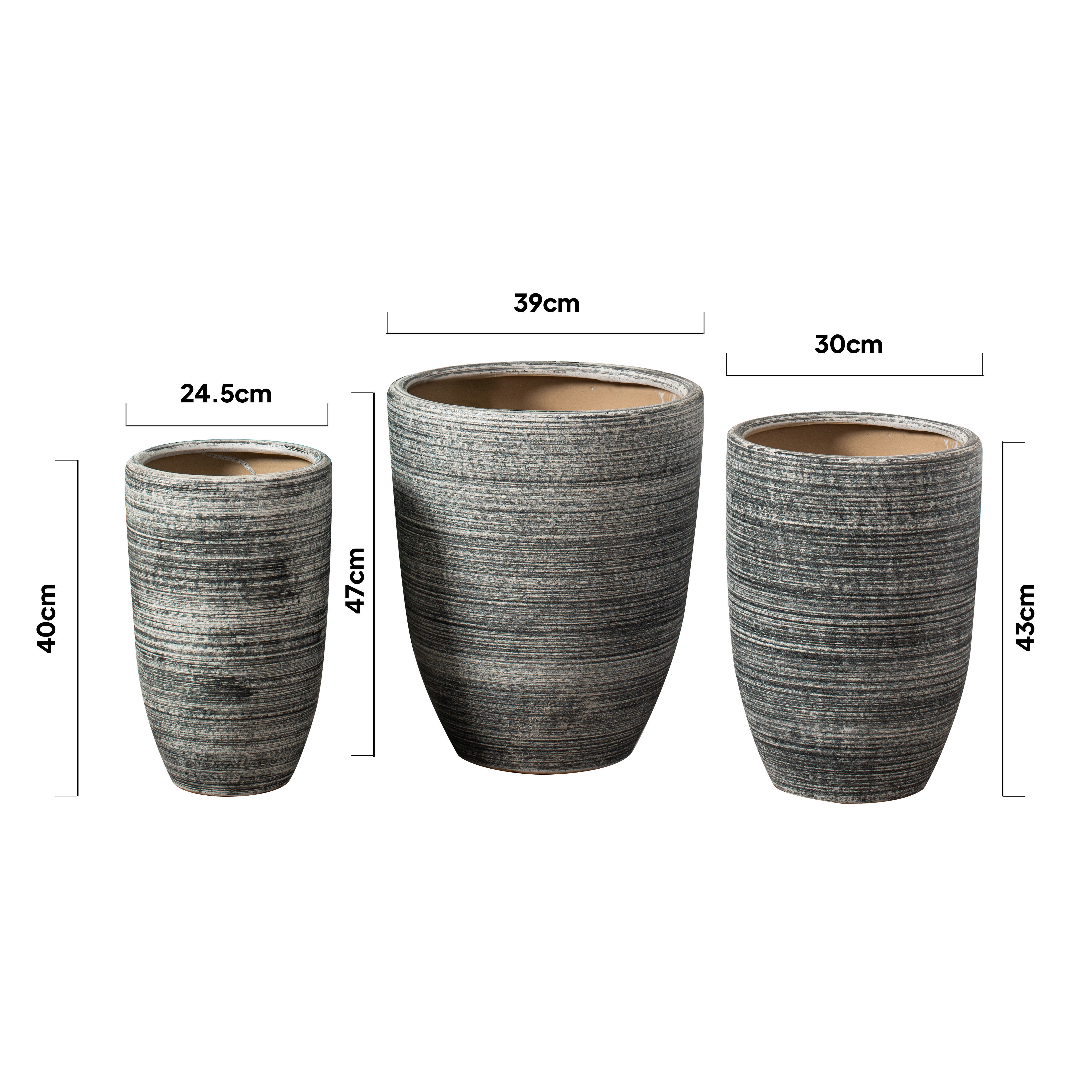 Personalized country style indoor outdoor home decoration garden succulent pot stripe ceramic plant pot molds