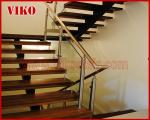 Straight Stringer Staircase VK51S Tread beech ,Railing tempered glass, Handrail