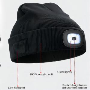 China Bluetooth Wireless Headphones Hat With Light Bluetooth Beanie Night Biking factory