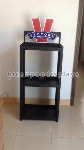 China Waterproof Wine Display Stand Free Standing Wine Display Rack With Printed Logo factory