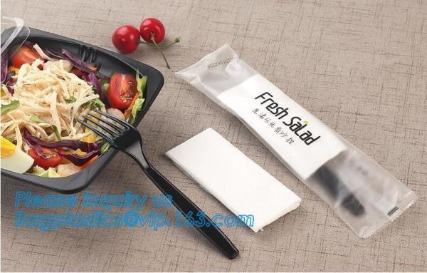 7in1 FDA Aviation Heavyweight Disposable Clear Plastic Camping Cutlery Set with