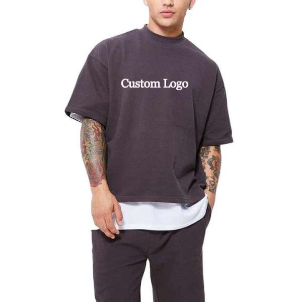 Mens 100% Cotton Boxy Fit Blank T-shirt Custom Tee Logo Streetwear Oversized