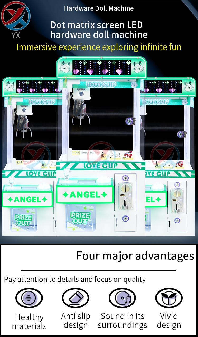 Coin-Operated LED Light Mini Claw Machine Hardware Cabinet Plush Toy Game Factory For Sale