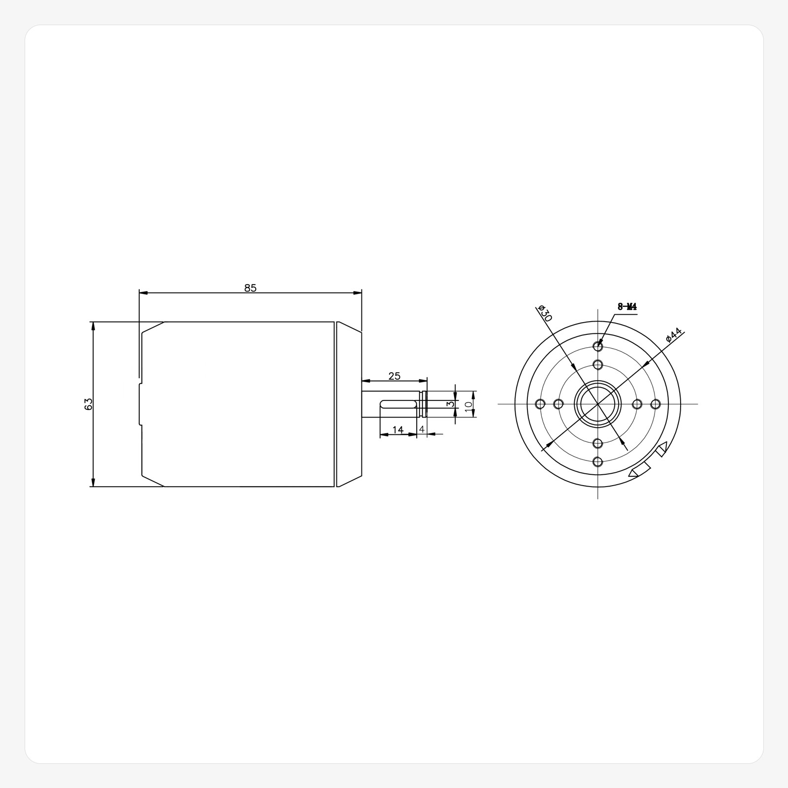 High Speed 6384 48V Brushless DC Motor With Custom Shaft For Power Tool