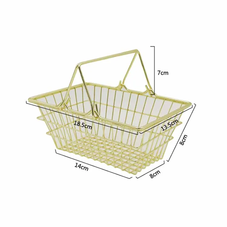 Custom Supermarket Accessories Stainless Steel Gold Nail Polishes Shopping Basket