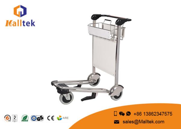 Rubber Wheel Airport Luggage Trolley Stainless Steel Luggage Trolley With Hand