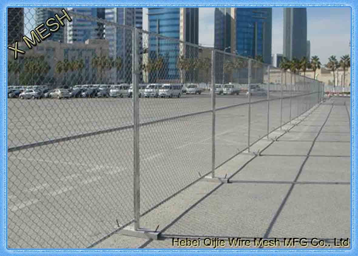 PVC Coated Portable Temporary Metal Fence Panels With Steel Feet 6' X 8' Size