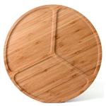 5 divided bamboo round food serving tray