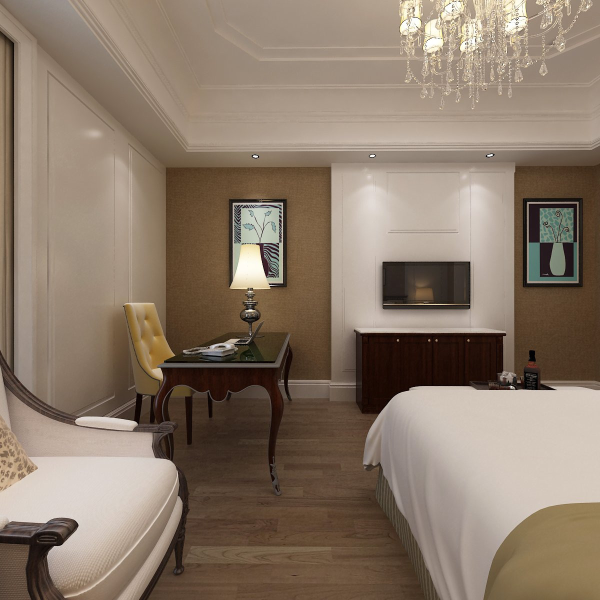 Upscale 5 Star Hotel Bedroom Furniture Luxurious For Business Area