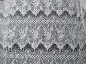 China White Floral Nylon Lace Fabric Eyelash Lace Trim For Lady Dress factory