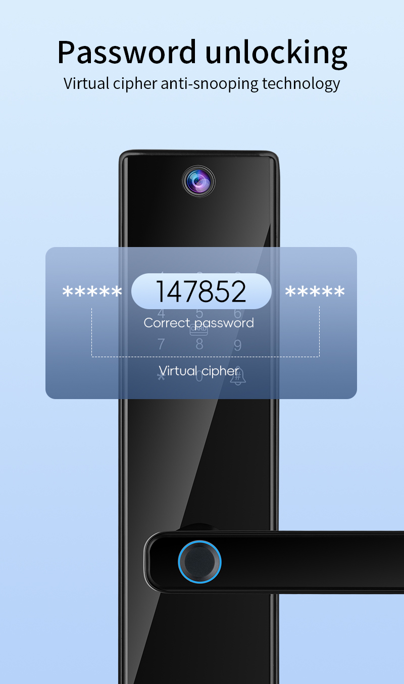 Qleung Tuya Wifi Remote Control HD Camera Video Intercom Fingerprint Card Code Key S819-2Max Smart Home Door Lock