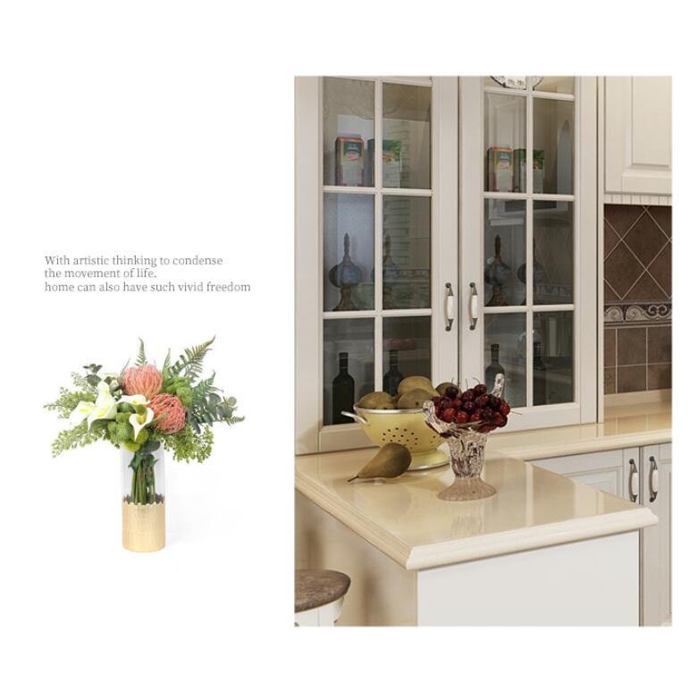Contemporary Flat Panel Solid Wood Kitchen Cabinets With Sink And Quartz Stone Top