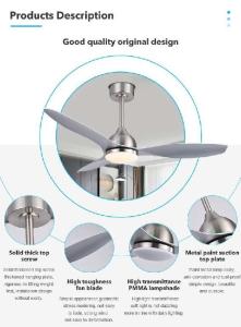 China Modern Design 48 Inch Indoor Living Room Remote Control Led Ceiling Fan With Light factory
