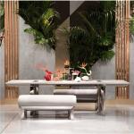 Modern 6 Seater Marble Live Edge Dining Set Glass Contemporary Luxury Dining