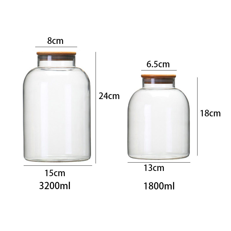 Mouth Blown 3200ml Borosilicate Glass Storage Containers