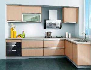 China Wood grain MFC kitchen cabinet factory