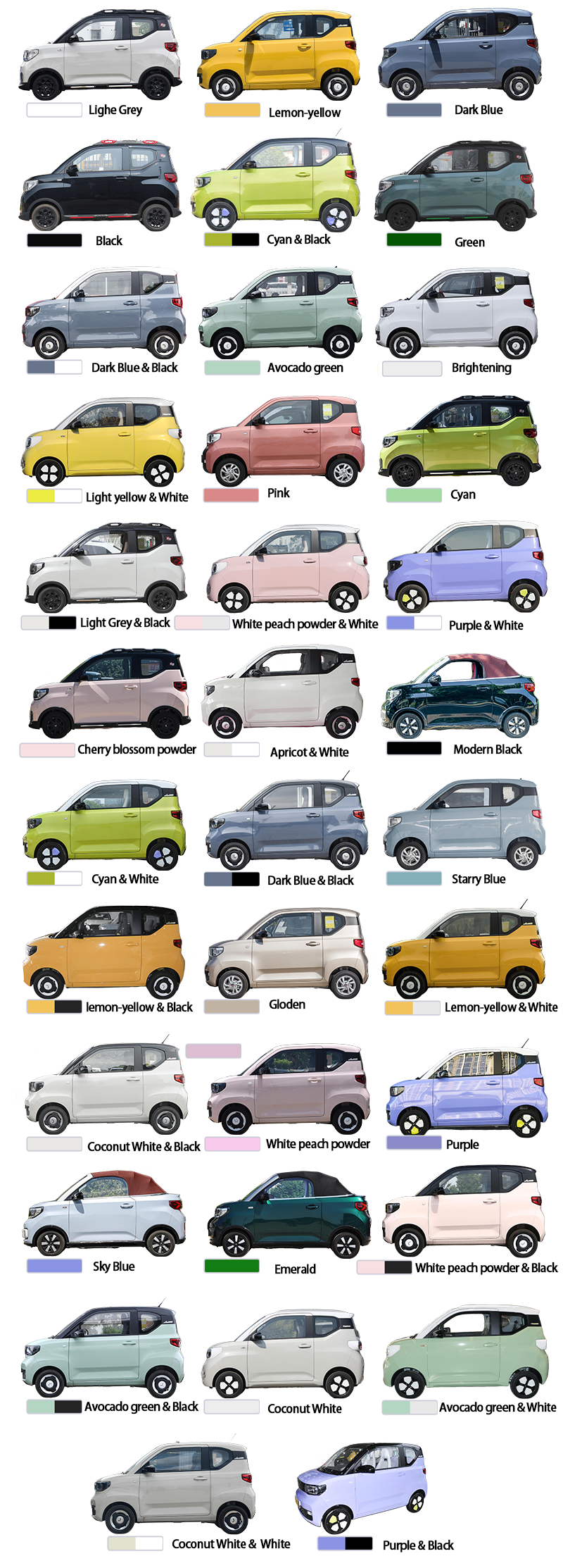 Fast Charging Wuling Hongguang Mini EV Electric Car 100km/H High Speed