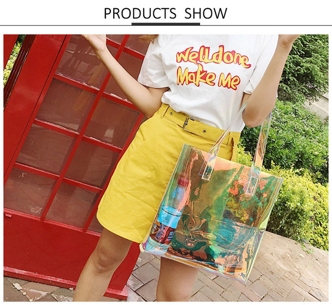 L33*D8*H33 Cm Shopping Travel Hologram PVC Clear Bag