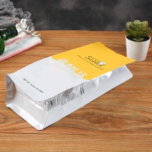 China Food Grade Zipper 60mic Flat Bottom Stand Up Pouch Morinaga Powder Tea Bags Pack Coffee With Valve factory