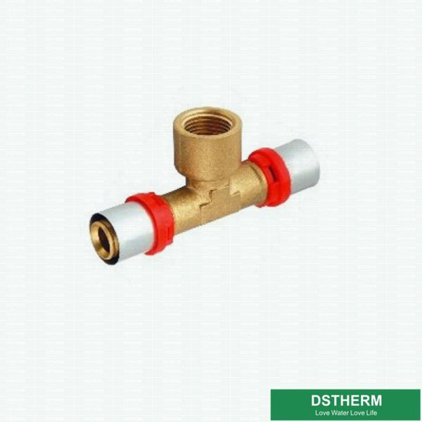 Customized Logo Female Tee Compression Double Straight Brass Press Union