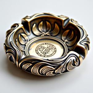 China Premium Custom Antique Gold Metallic Ashtrays Quality Supplier For Unique Home Décor factory