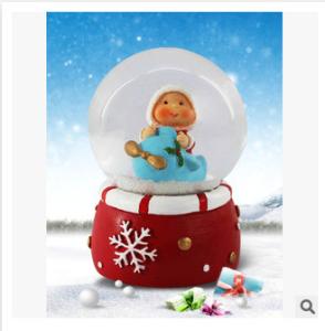 China New creative promotion gift christmas santa clause resin led snow glass ball event supplie factory