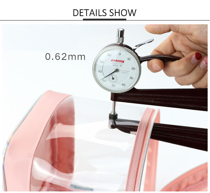 Custom PVC Clear Large Capacity Travel Makeup Bag Case with Mirror