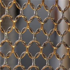 China Golden 1.2mm Aluminum Chain Link Mesh Curtain Powder Coated on sale
