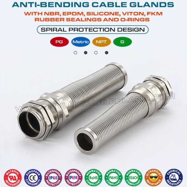 Anti-Bend Protecting Metal M20 Cable Gland, Anti-Kink Metallic Metric IP68 Cable