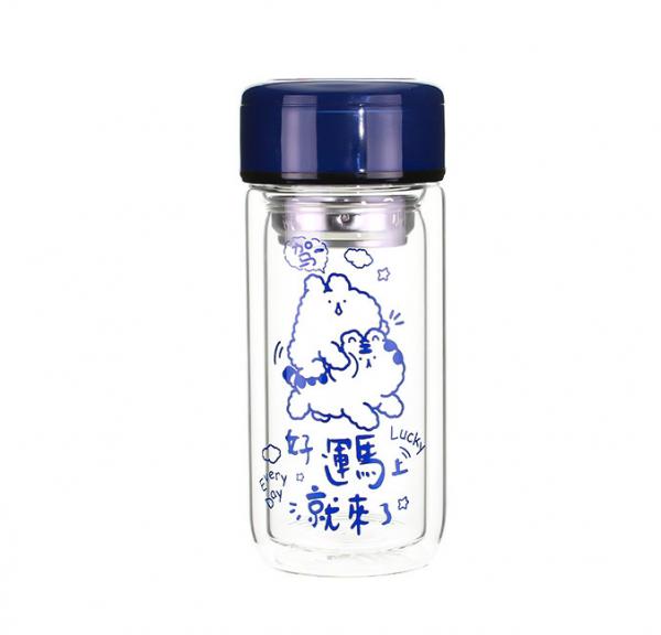 Blue 250ml Eco Friendly Borosilicate Glass Water Bottle