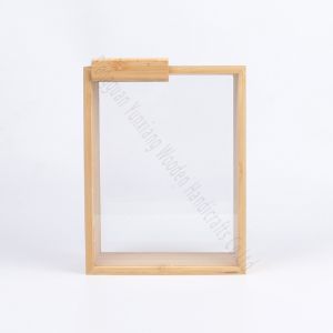 China Bamboo Cereal Dispenser for Kitchen Food Storage Container Dry Grain Organizer Refillable Rice Box Countertop Grain Bin Transparent Lid Airtight Holder Rustic Pantry Solution on sale