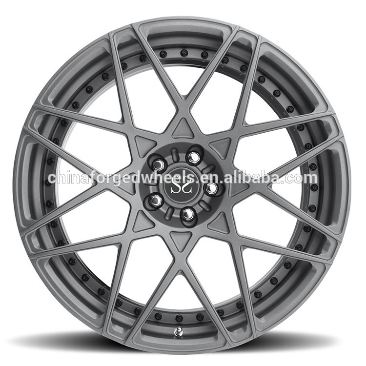 2 Piece Forged Super Sport Car Rims Matte Black Staggered 20 Inch