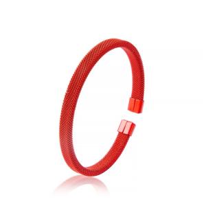 China red Paint Stainless Steel Bangle Bracelet , Punk Style Bracelet EU Standard factory