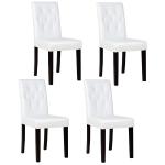 Kitchen Leather Dining Room Chairs Tufted Backrest With Solid Wood Legs White