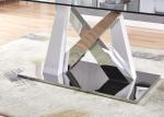 High End Electroplating Temperd Glass 150cm Stainless Steel Leg Dining Table