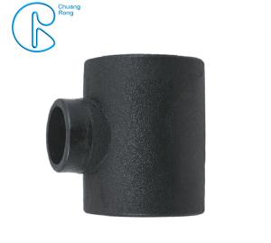 China Black Color HDPE Socket Fusion Fittings Reducing Tee PE100 PN16 SDR11 factory