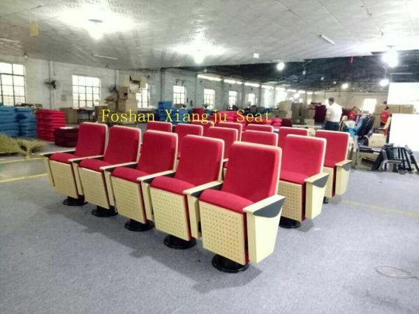 Wood Panel Church Auditorium Chairs ABS Writting Pad Lecture Hall Chair 580mm