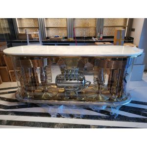 Stainless steel plating mirror sculpture bar abstract style built-in lighting