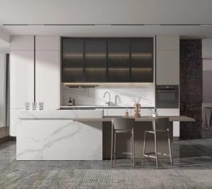 China Custom Kitchen Cabinet Melamine Board Kitchen Cabinet Design Kitchen Furniture factory