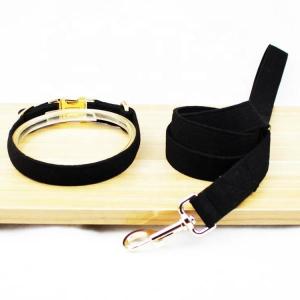 China 4 Size Dog Collars And Leashes Luxury Padded Decorative Velvet Customized Logo factory