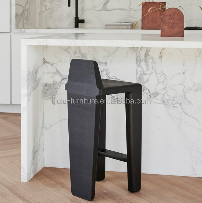 Modern Design Wood Seat Dining Chair Living Room Bar Stool Finish Nitrolacquer for Home Office