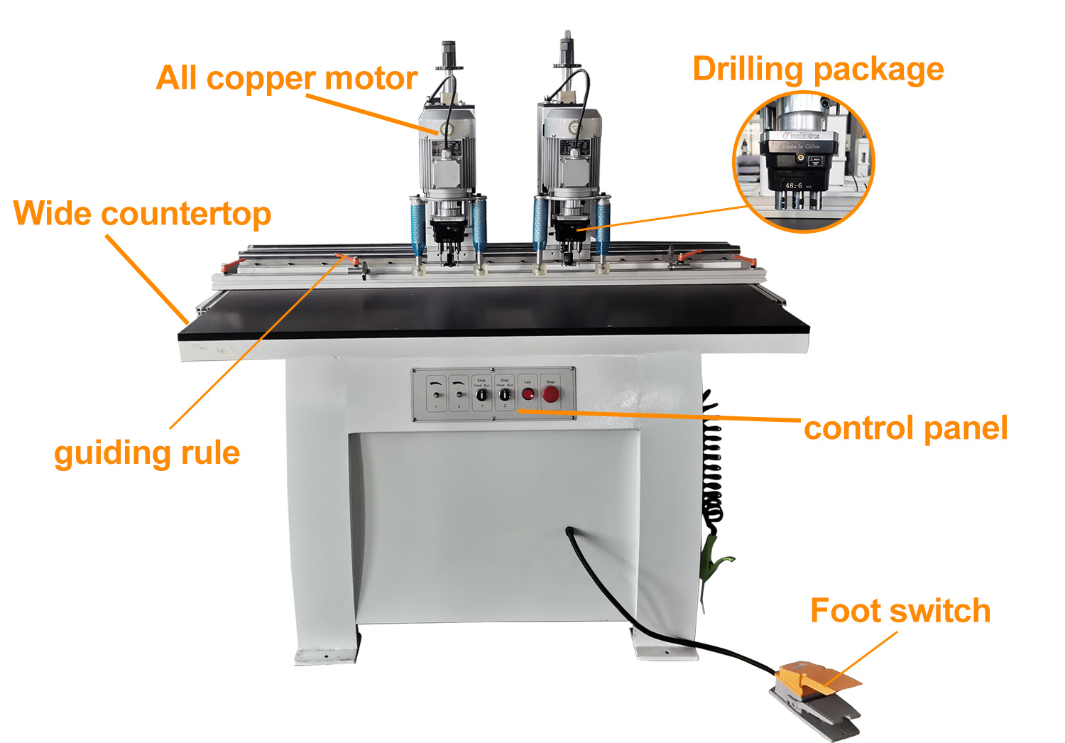 Customized Logo Cabinet Door Hinge Boring Machine for Vertical and Horizontal Drilling