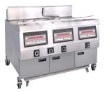 25x3L Electric 3 - Tank Four Basket Stainless Steel Fryer With Cabinet