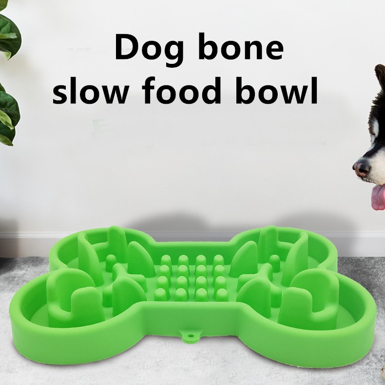 Bone-Shaped Silicone Pet Slow Food Bowl Jungle Bowl Dog Bowl Puppies Slow Food And Prevent Choking